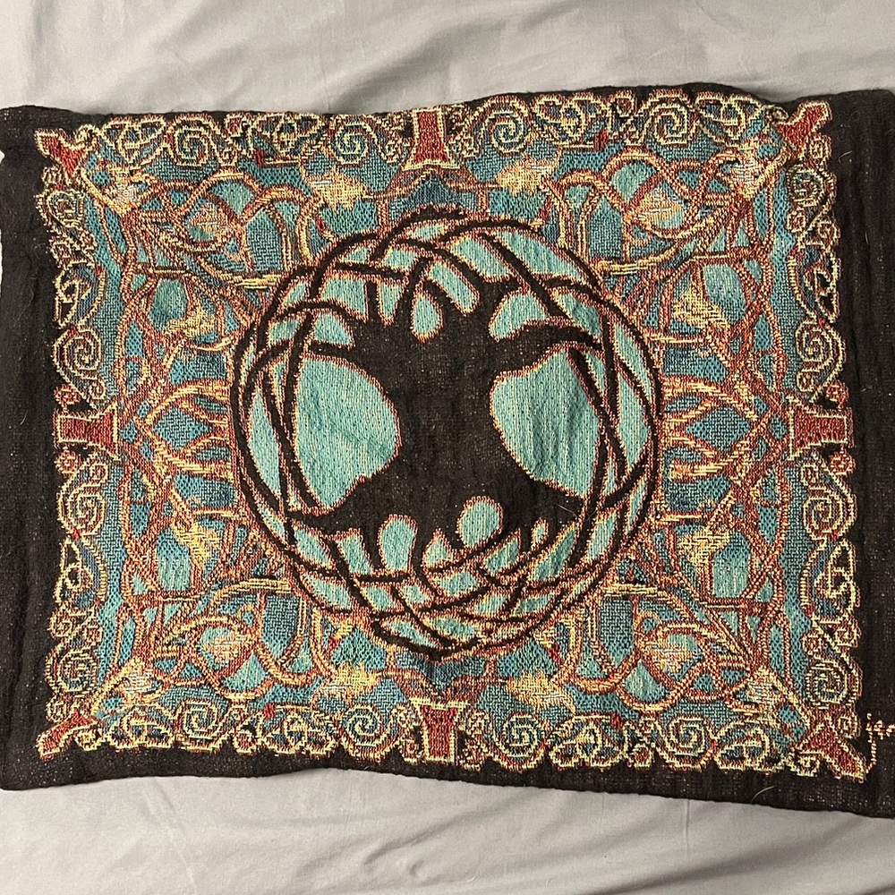 The Pyramid Collection Tree of Life Pillow Cover - Black, Teal, Gold